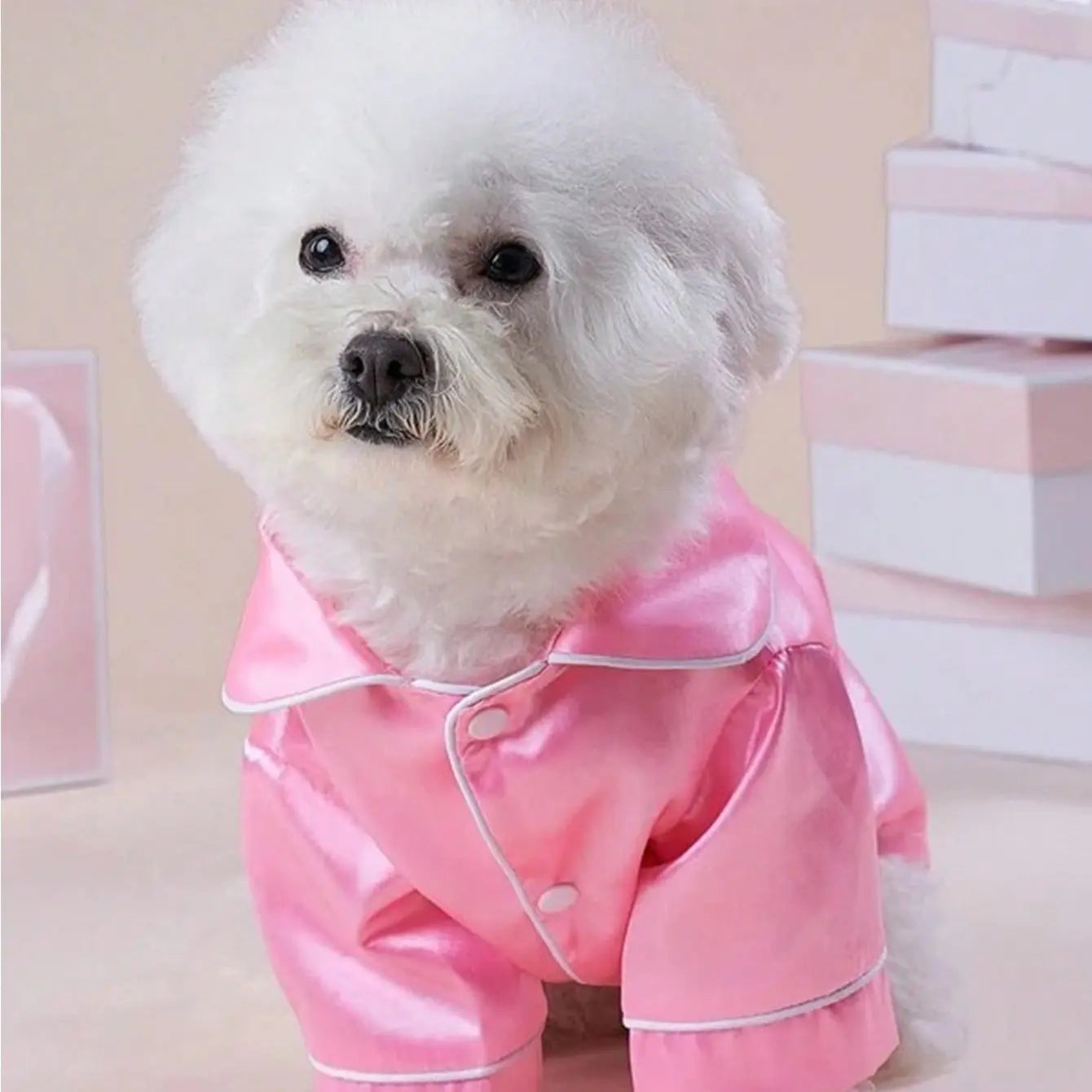 Cute Pet Clothes, Silk Two-Legged Button Closure Pajamas, Pet Clothes for Small Dogs & Cats, Dog & Cat Clothing Supplies, Puppy Clothes