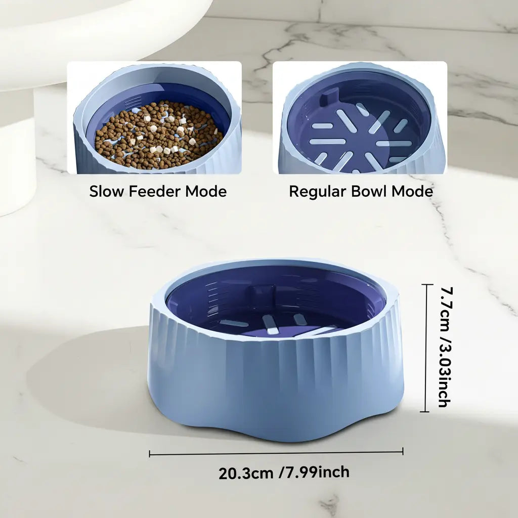2-In-1 Slow Feeder Dog Bowl - 20.3Cm Large Snowflake Maze Puzzle Bowl for Fast Eaters, Removable Insert, Regular & Feed Modes, Durable, Easy to Clean, Supports Healthy Digestion, Suitable for Cats, Slow Feeders
