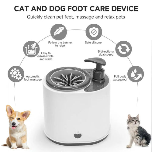 2 in 1 Automatic Pet Foot Washer Household Wash Electric Dog Paw Cleaner with Soap Dispenser Silicone Pet Foot Washing Machine