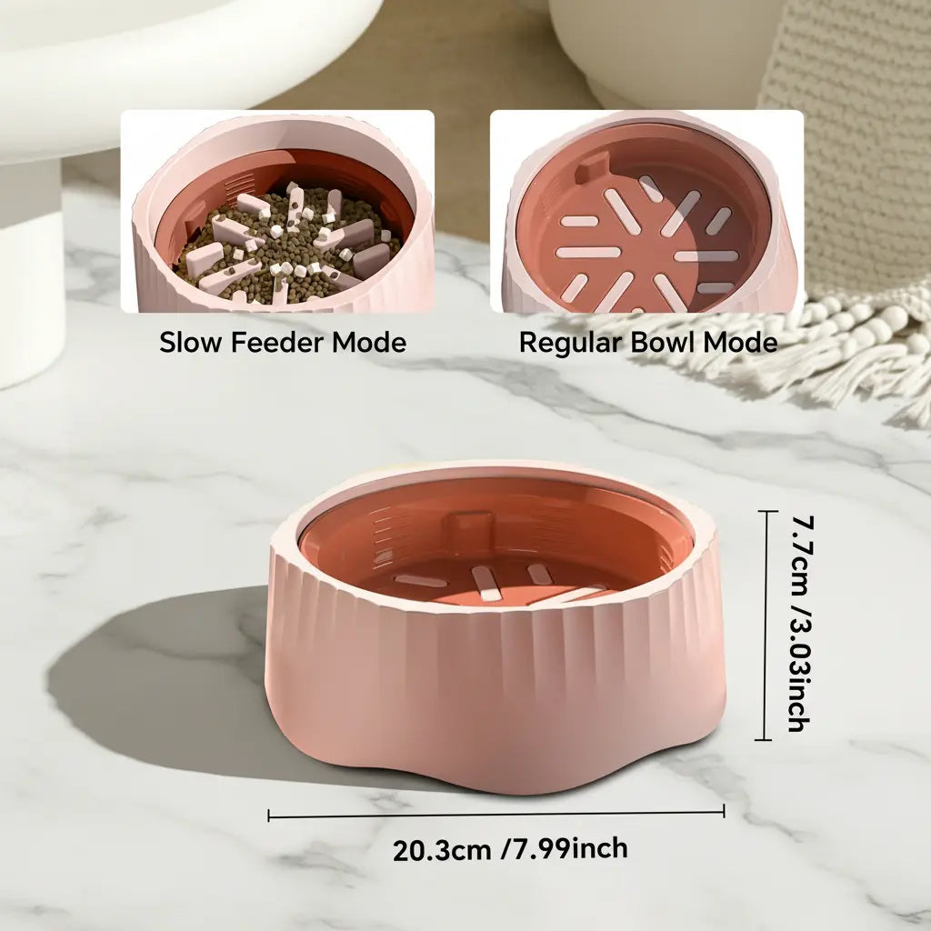 2-In-1 Slow Feeder Dog Bowl - 20.3Cm Large Snowflake Maze Puzzle Bowl for Fast Eaters, Removable Insert, Regular & Feed Modes, Durable, Easy to Clean, Supports Healthy Digestion, Suitable for Cats, Slow Feeders
