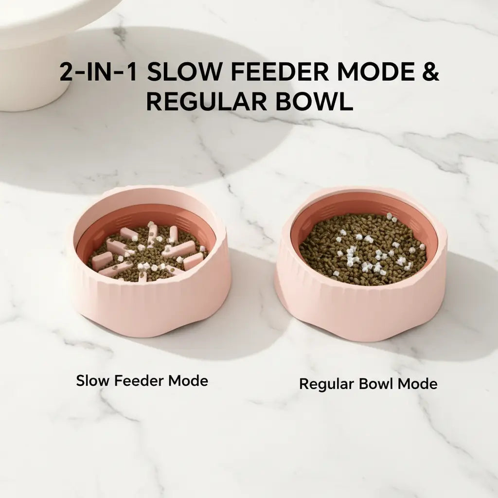 2-In-1 Slow Feeder Dog Bowl - 20.3Cm Large Snowflake Maze Puzzle Bowl for Fast Eaters, Removable Insert, Regular & Feed Modes, Durable, Easy to Clean, Supports Healthy Digestion, Suitable for Cats, Slow Feeders