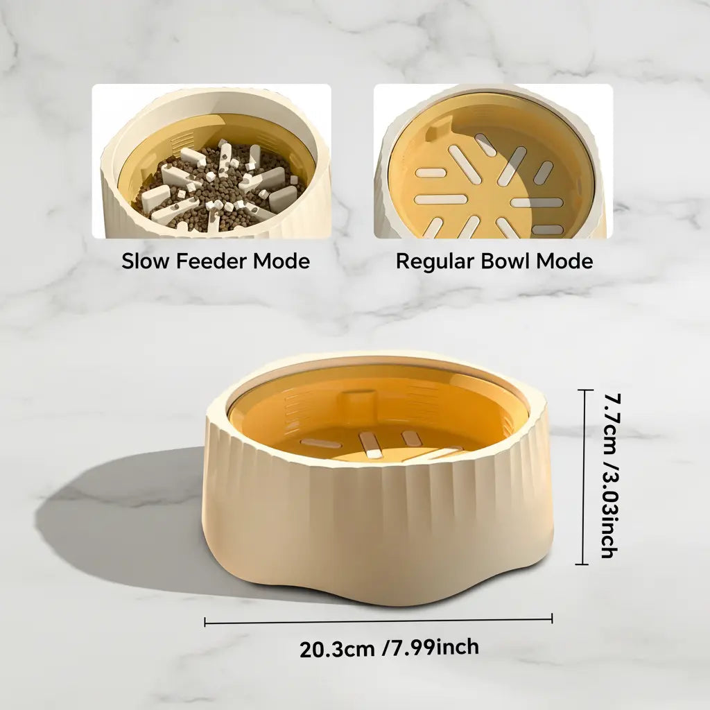 2-In-1 Slow Feeder Dog Bowl - 20.3Cm Large Snowflake Maze Puzzle Bowl for Fast Eaters, Removable Insert, Regular & Feed Modes, Durable, Easy to Clean, Supports Healthy Digestion, Suitable for Cats, Slow Feeders